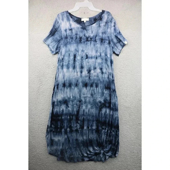 Simply Southern Tye Dye Maxi Dress-Medium-Blue-Rayon - Picture 1 of 8